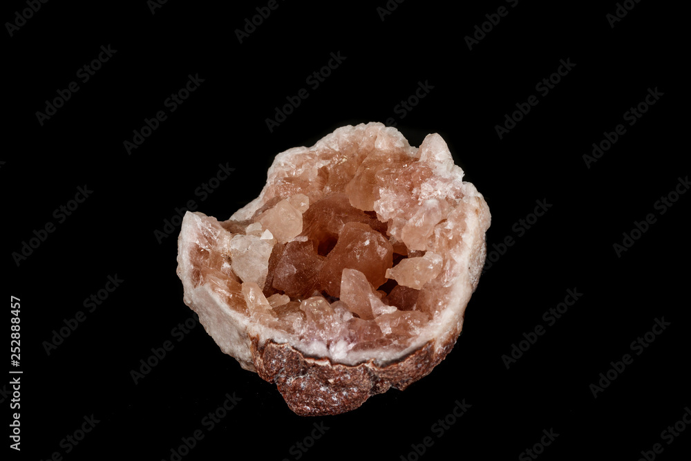 Macro mineral stone Pink Amethyst on a black background Macro mineral stone Pink Amethyst on a black background