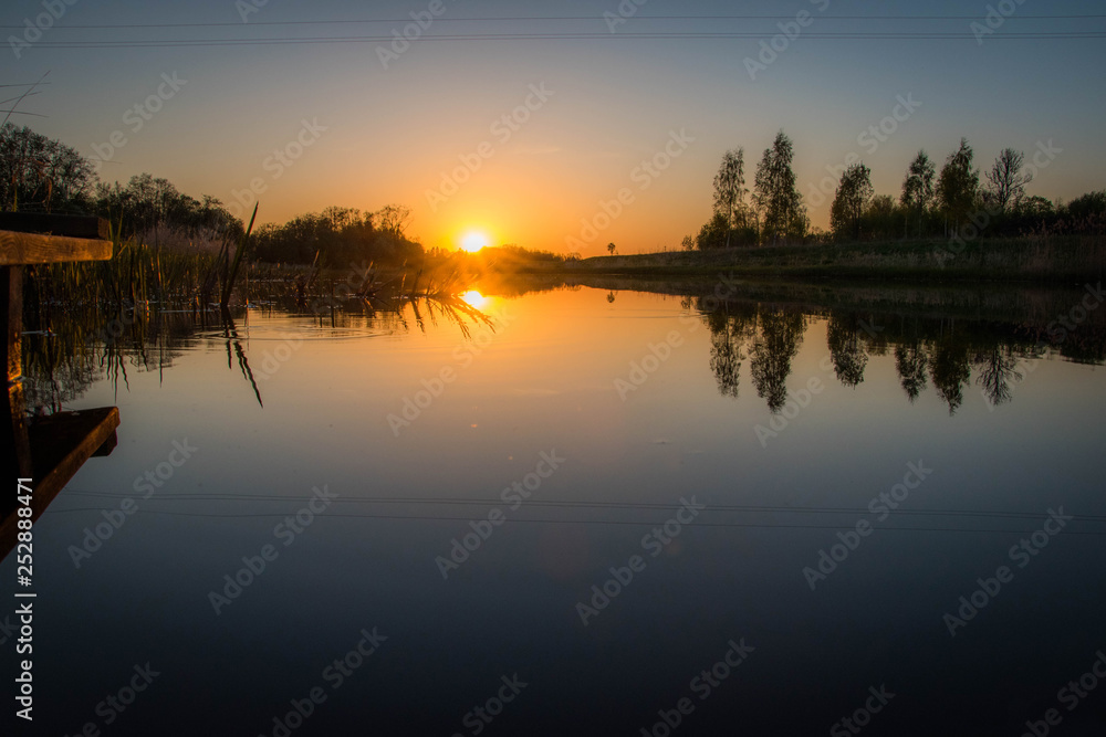 River in the countriside during sunset
