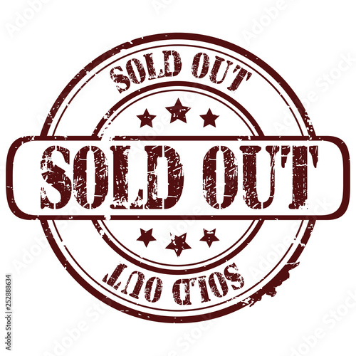 rubber stamp  "sold out" on white, vector illustration