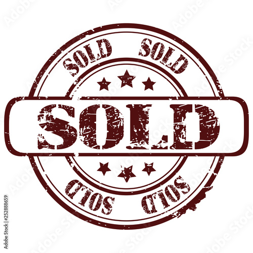 rubber stamp  "sold" on white, vector illustration