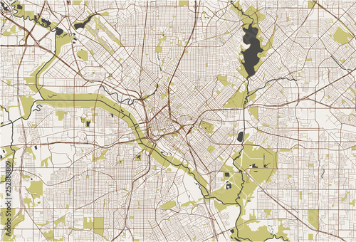 map of the city of Dallas, Texas, USA