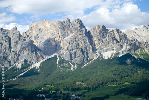 The mountains of the Cristallo group dominate the Cortina D'ampezzo valley