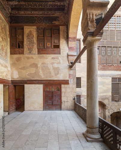 Terrace at ottoman era historic Beit El Set Waseela building (Waseela Hanem House), Old Cairo, Egypt photo