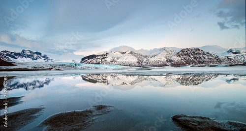 glacial and mountain reflected in the water