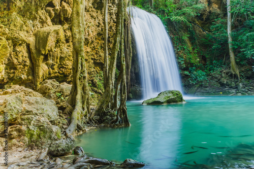Beautiful scenery of Erawan Waterfall in Kanchanaburi,Thailand.
