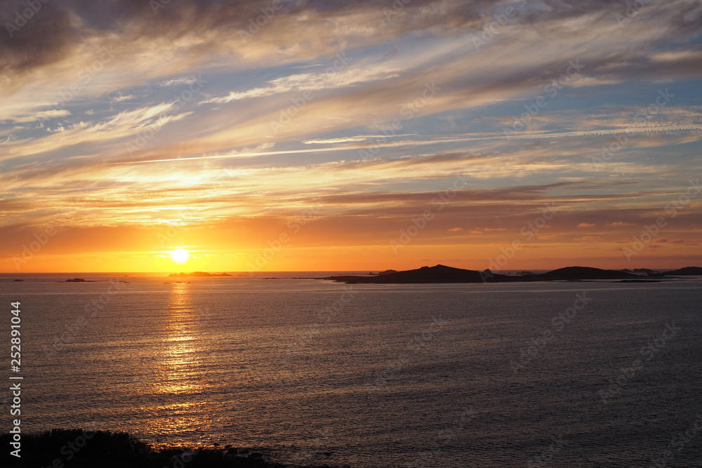 Sunset over island of Samson