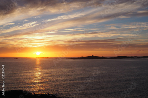 Sunset over island of Samson