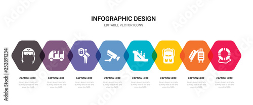 simple set of lifeboat, trip luggage, book bag with pockets, escalator with right arrow icons, contains such as icons airport security camera, security, car trolley, aeroplane pilot glasses and