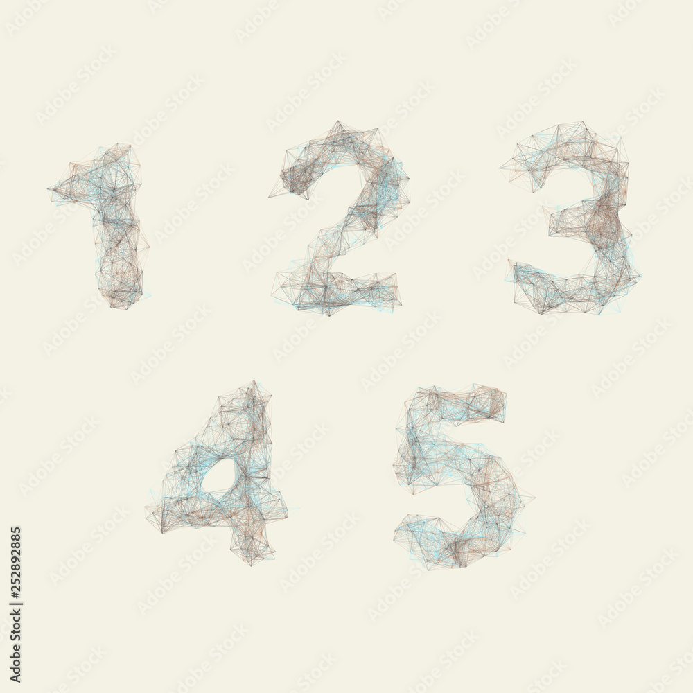 Light abstract network alphabet 12345