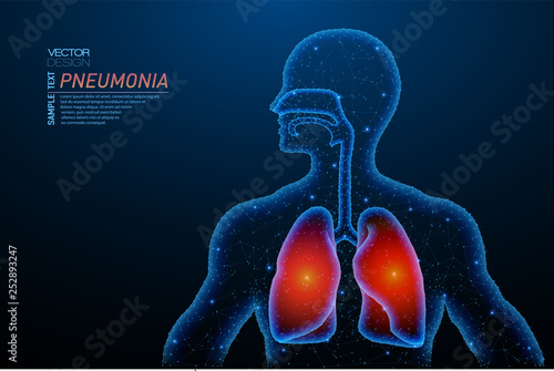 Abstract polygonal light of lungs inflammation structure.