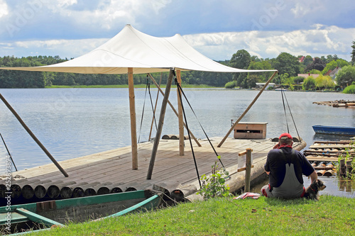 An excursion-raft with awning in Lychen in the Uckermark photo