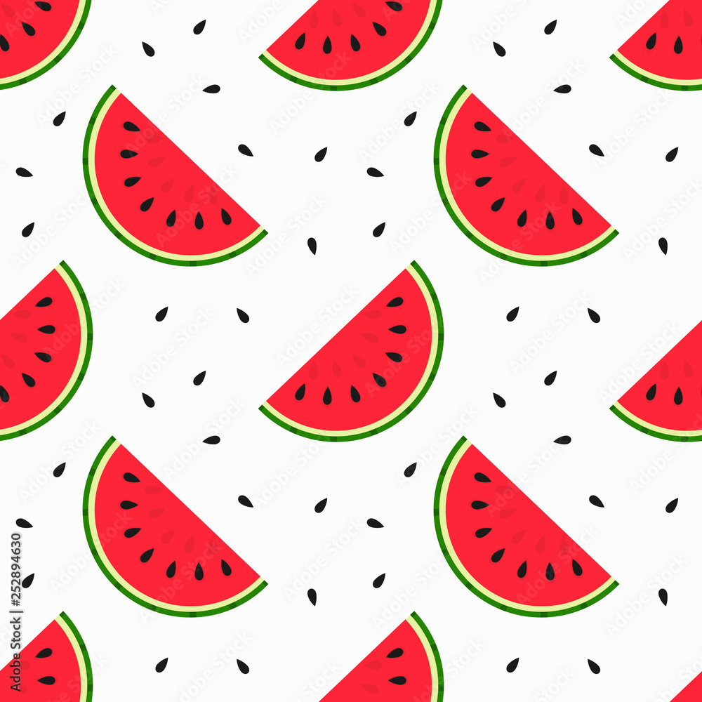 Watermelon slices and seeds seamless pattern. Watermelon slices and seeds seamless pattern.