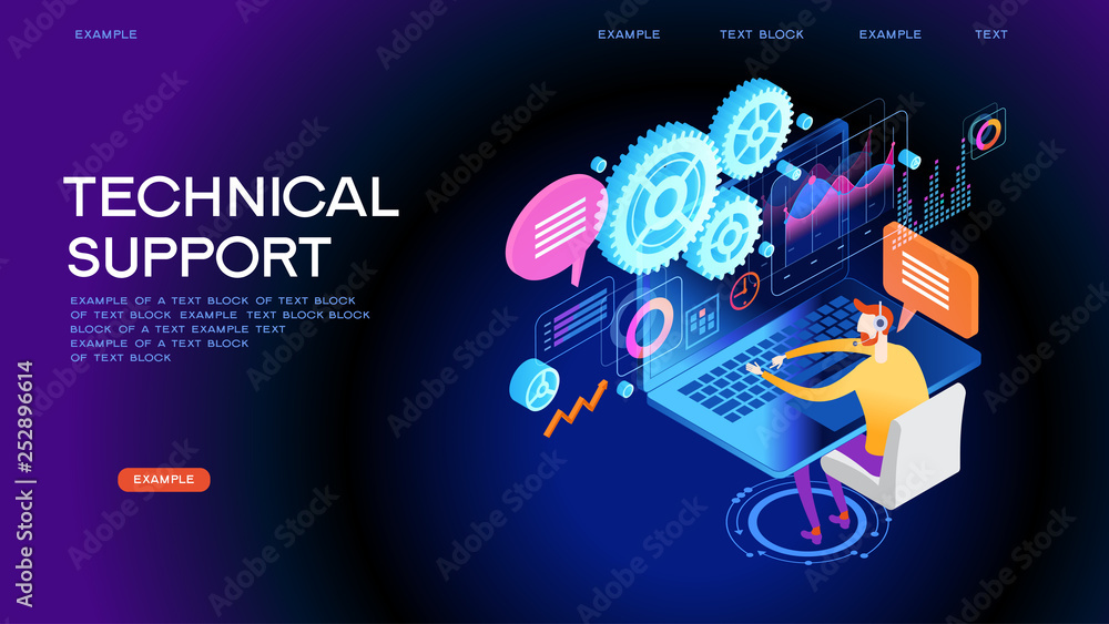 Technical support concept for web banner - obrazy, fototapety, plakaty 