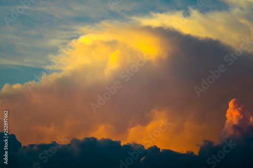 sunset orange cloud sunshine in dark sky soft cloud