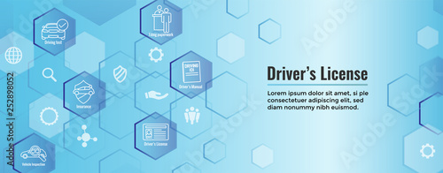 Drivers Test and License Icon Set and - Web Header Banner