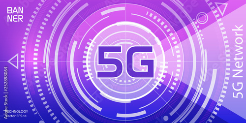 5G New mobile communication technology .High Speed Internet .Futuristic interface, HUD, vector .