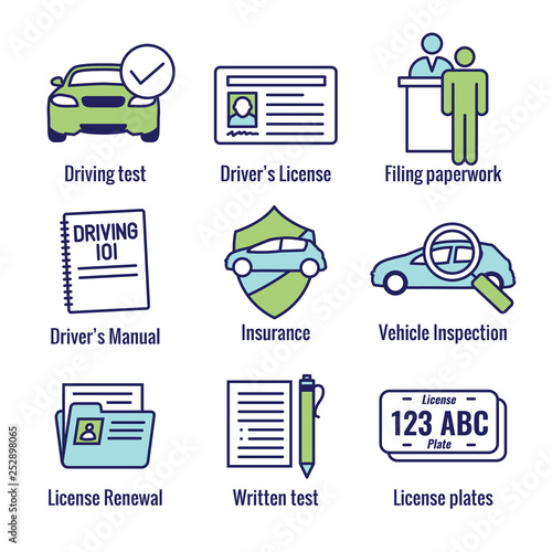 Drivers Test and License Icon Set and - Web Header Banner