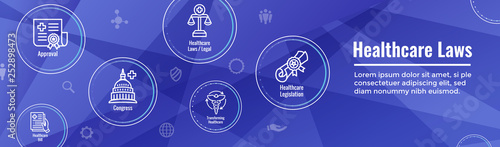 Health Laws and Legal icon set depicting various aspects of the legal system