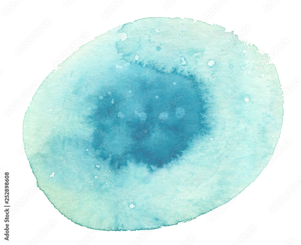 Light blue abstract circle. Watercolor blot on clean white background Light blue abstract circle. Watercolor blot on clean white background