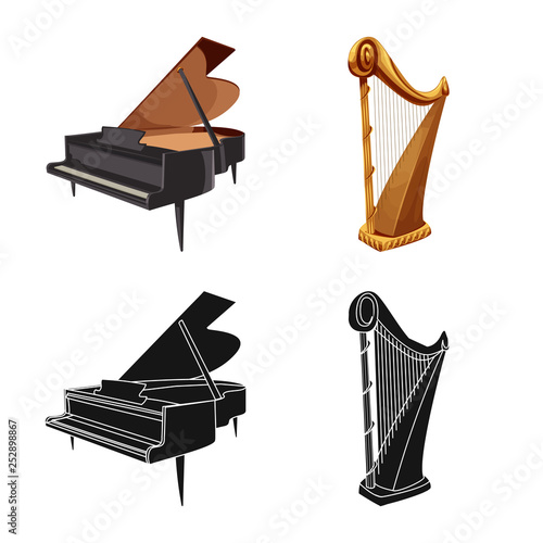 Isolated object of music and tune icon. Collection of music and tool stock vector illustration.