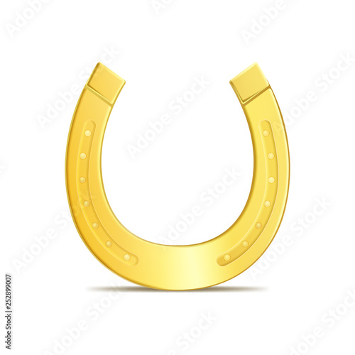 Realistic 3d Detailed Shiny Gold Horseshoe. Vector