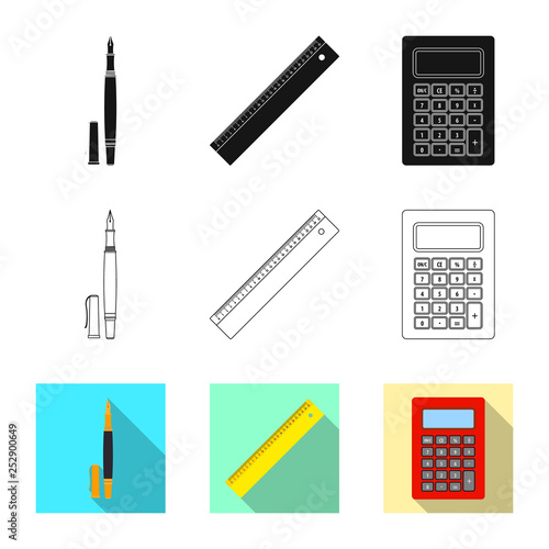 Vector design of office and supply sign. Set of office and school stock symbol for web.