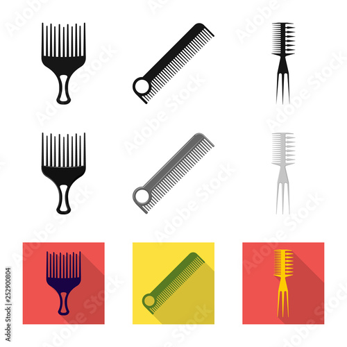 Isolated object of brush and hair symbol. Set of brush and hairbrush vector icon for stock.