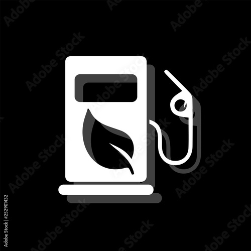 Gas station with leaves icon flat