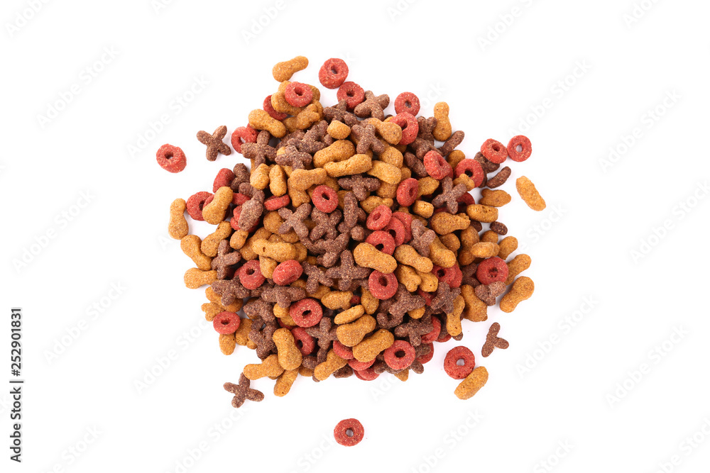 Dry pet food isolated on white background Dry pet food isolated on white background
