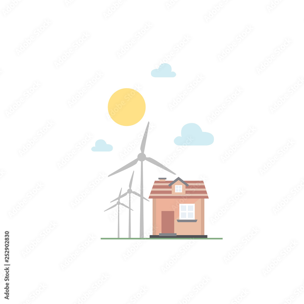 Fototapeta premium green energy eco friendly house alternative smart home concept solar panels white background flat vector illustration