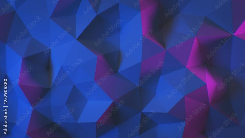 Beautiful Abstract Polygonal Surface Morphing in Blue and Purple