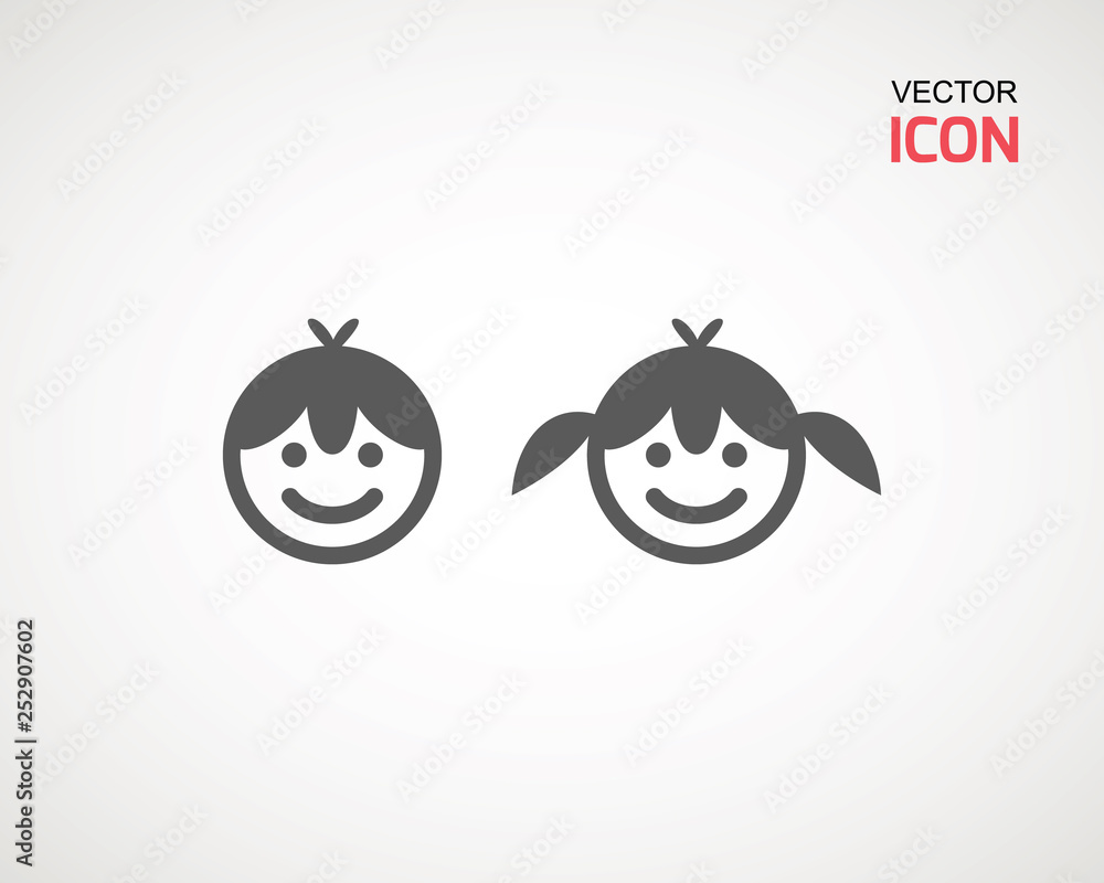 girl and boy icon on white background. child symbol . Kids icons , children vector illustration. girl and boy icon on white background. child symbol . Kids icons , children vector illustration.