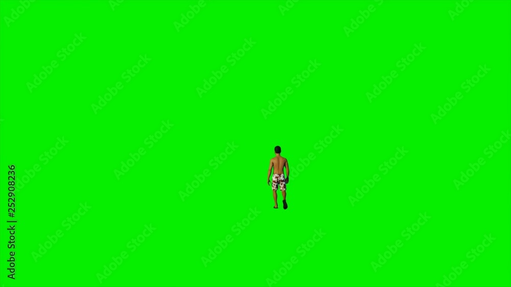 Caucasian man in shorts walking against Green Screen, 4K Caucasian man in shorts walking against Green Screen, 4K