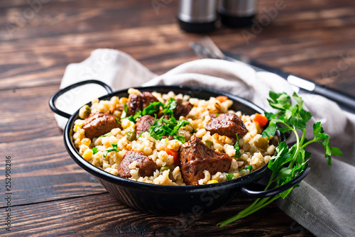 Bulgur with meat and vegetables