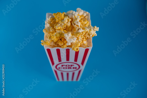 popcorn in blue background
