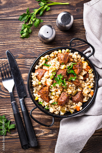 Bulgur with meat and vegetables