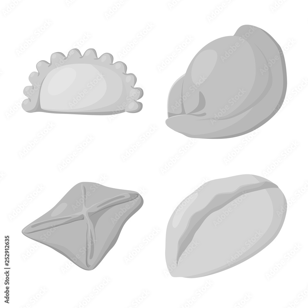 Vector design of dumplings and stuffed symbol. Collection of dumplings and dish stock symbol for web. Vector design of dumplings and stuffed symbol. Collection of dumplings and dish stock symbol for web.