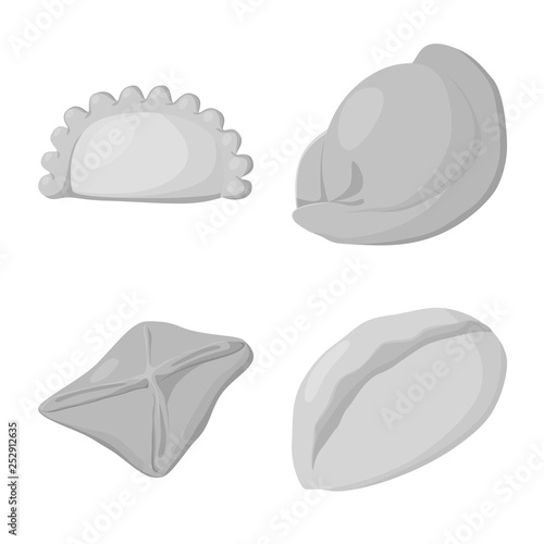 Vector design of dumplings and stuffed symbol. Collection of dumplings and dish stock symbol for web.