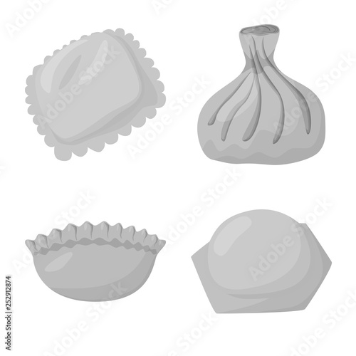 Vector design of dumplings and stuffed icon. Collection of dumplings and dish stock symbol for web.