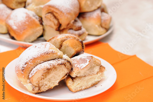 Wallpaper Mural broken bun on a white plate Torontodigital.ca