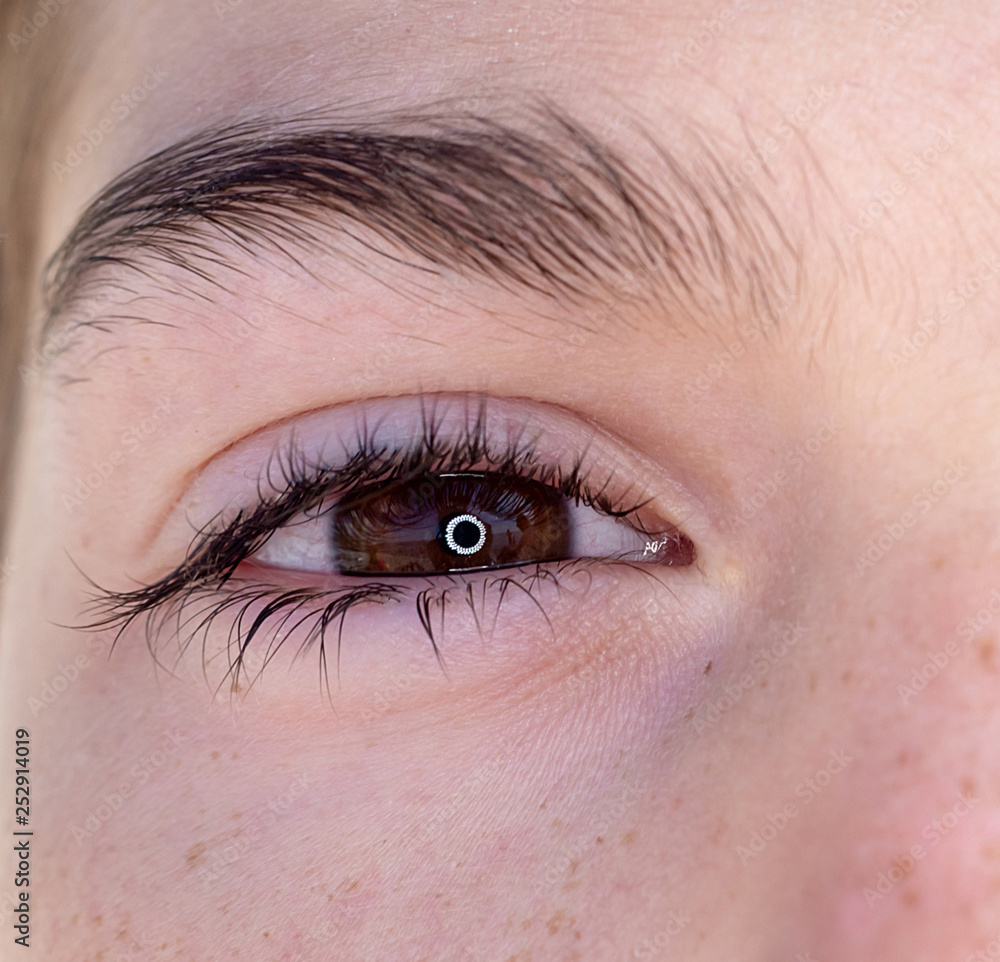 Fototapeta premium One eye of a teenager macro close-up