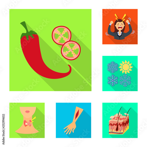 Vector illustration of dermatology and disease sign. Collection of dermatology and medical  vector icon for stock.