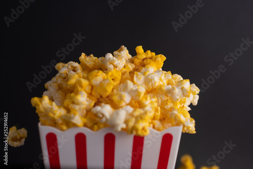 popcorn in black background