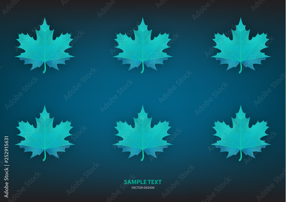 Set of isolated blue maple leaves on a dark background. Vector illustration Set of isolated blue maple leaves on a dark background. Vector illustration