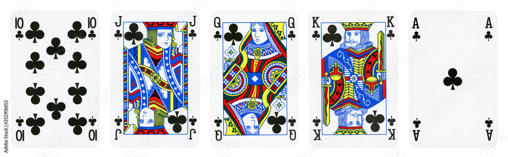 Set of playing cards vector: Ten, Jack, Queen, King, Ace Stock Vector by  ©rlmf.net 92459204