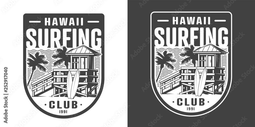 Obraz premium Hawaii surfing club emblem
