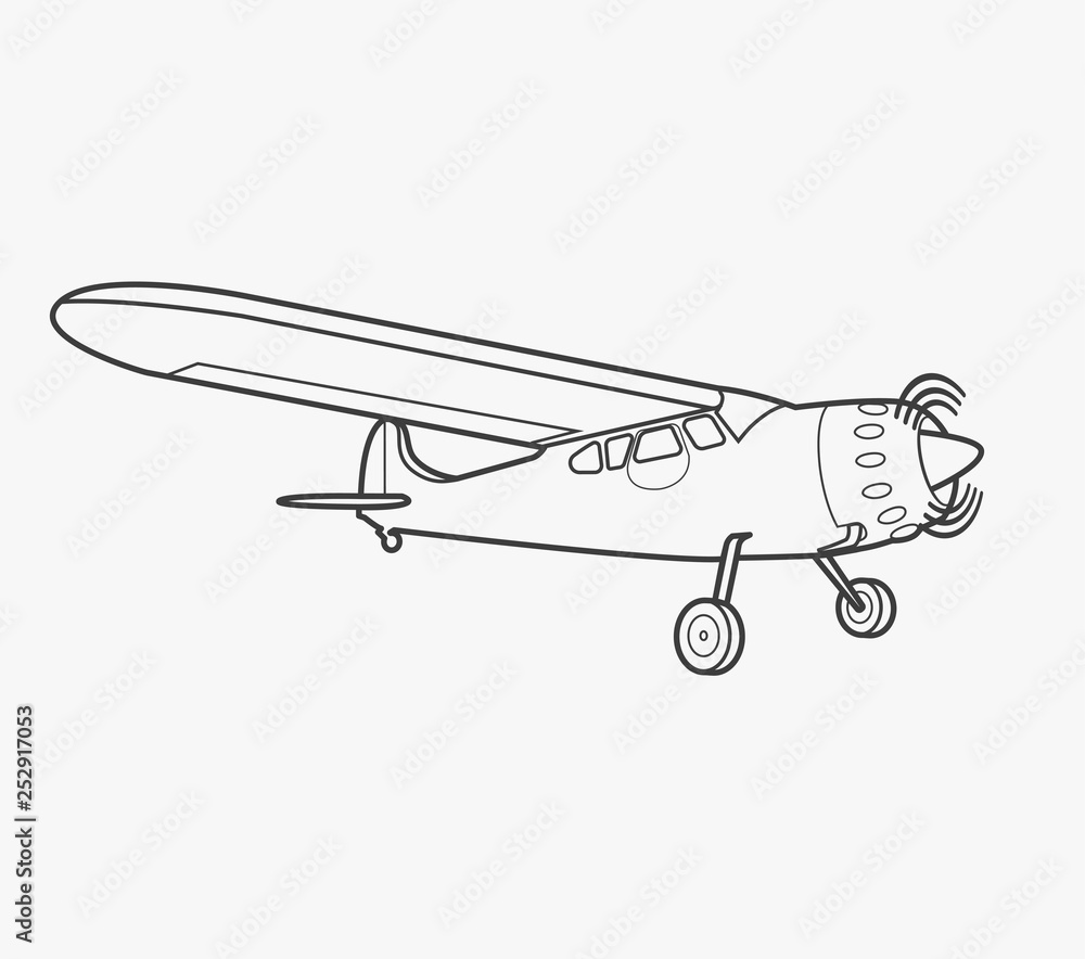Small plane vector illustration. Single engine propelled aircraft. Air tours wehicle Small plane vector illustration. Single engine propelled aircraft. Air tours wehicle