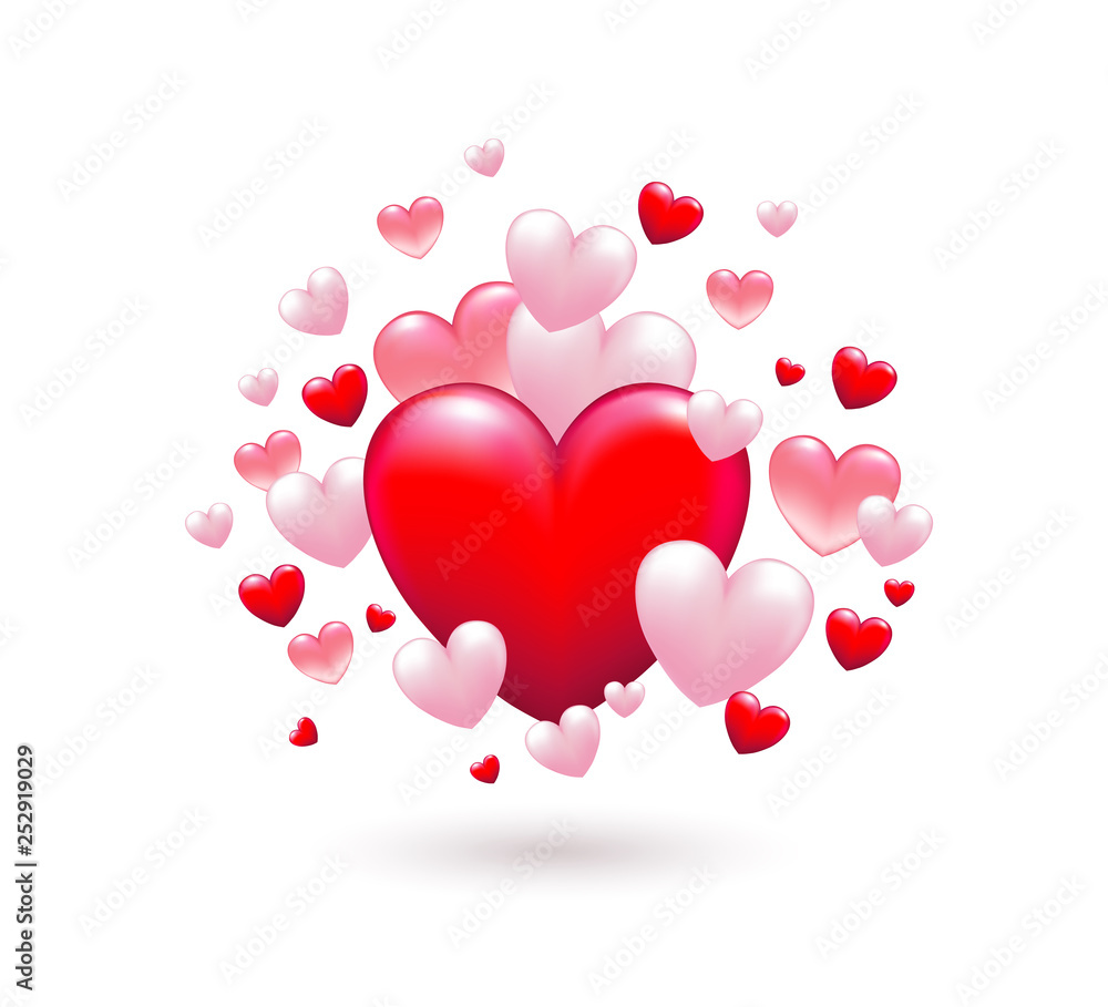 Luftballon Herzen mit Schleife,  Karte für Muttertag, Valentinstag, Hochzeit uvm Vektor Illustration isoliert auf weißem Hintergrund