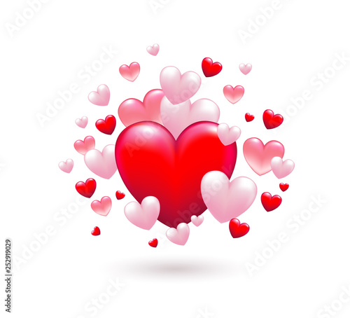 Luftballon Herzen mit Schleife,  Karte für Muttertag, Valentinstag, Hochzeit uvm Vektor Illustration isoliert auf weißem Hintergrund