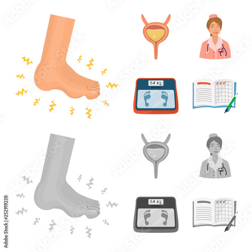 Isolated object of diet and treatment  icon. Set of diet and medicine vector icon for stock.